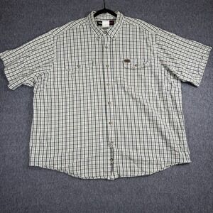 Wrangler Riggs Workwear Shirt Mens 5XL‎ Window Pane Pattern Short Sleeve Button